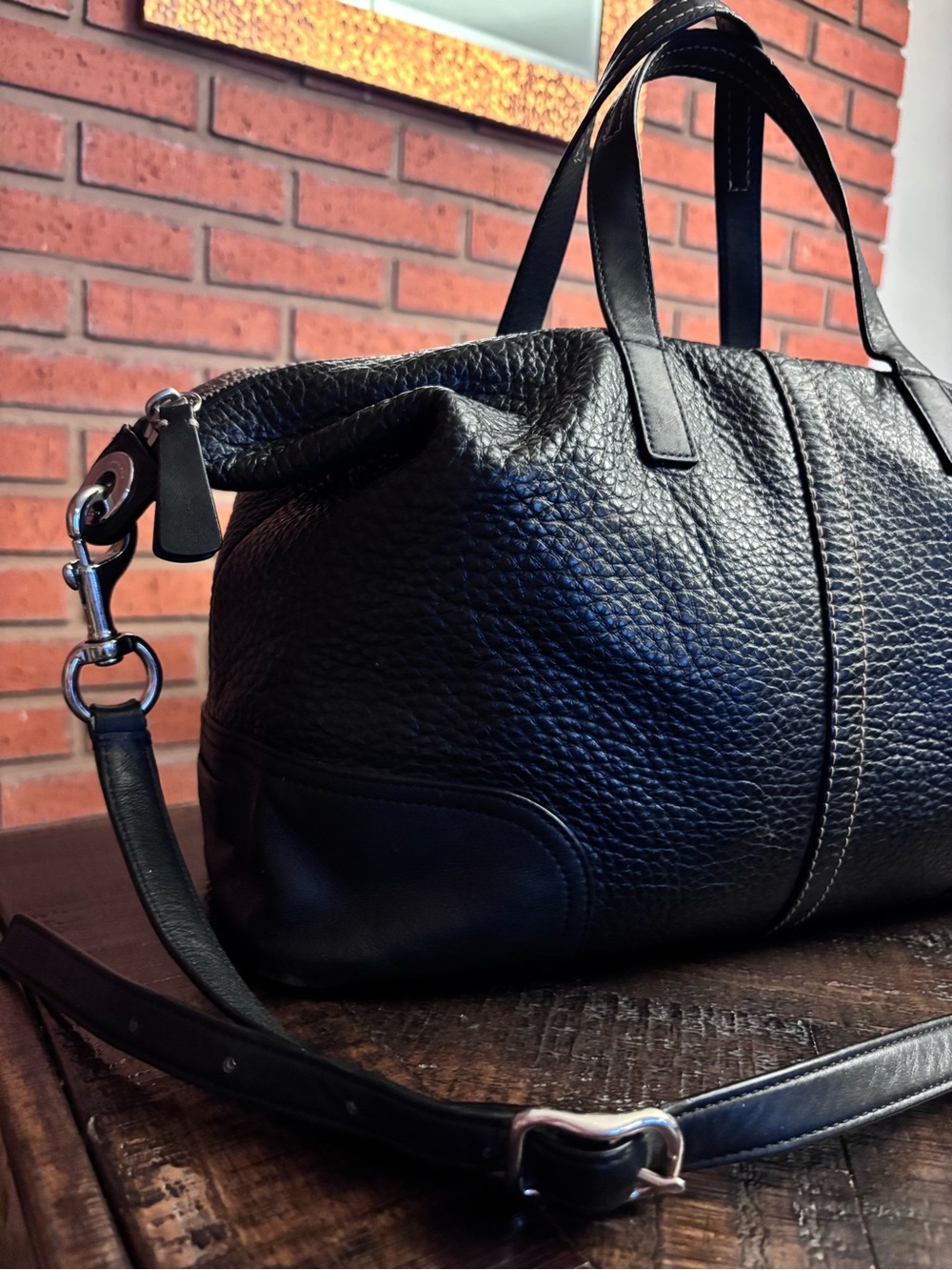 Coach Hadley Luxe Black Pebbled Leather Shoulder bag